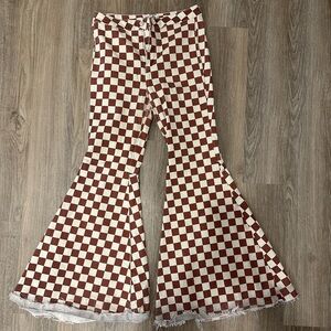 STILL AVAILABLE - FREE PEOPLE: Just float on flare in garnet checker print